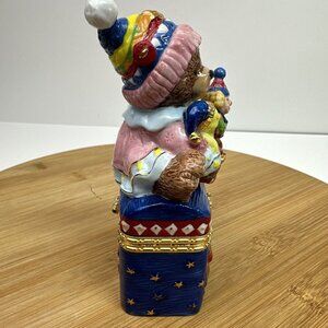 Traditions Porcelain Keepsake Trinket Decorative Box Christmas Teddy Bear‎ Toys